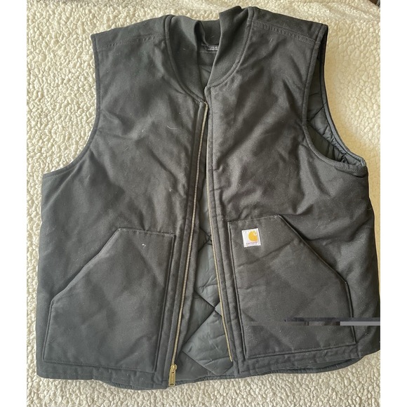 Carhartt Quilted Lined Duck Vest XL Black Relaxed Fit 0V0001-M Workwear